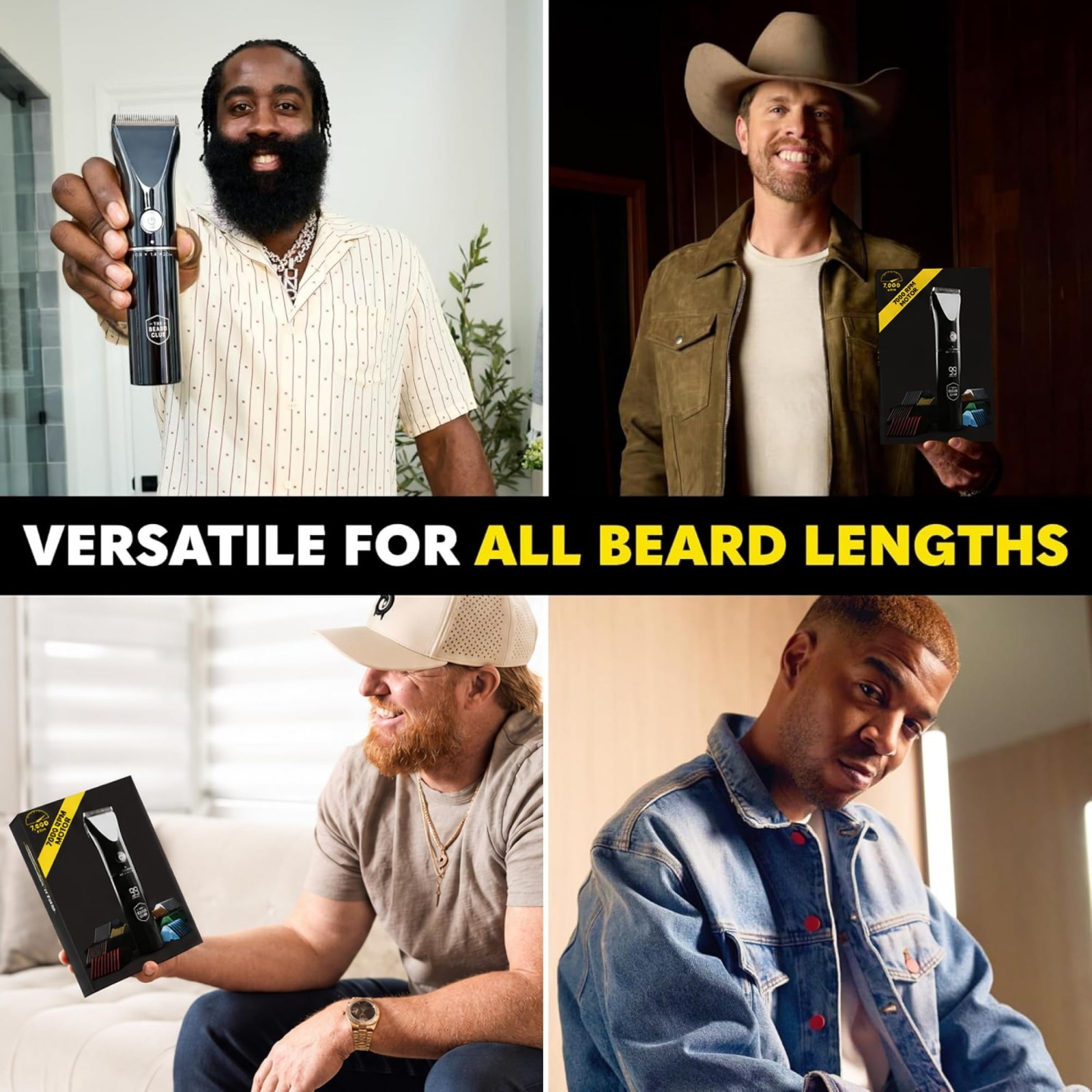 Cordless Electric Beard & Hair Trimmer for Men – 7000 RPM, 8 Color Guides, 45 Le