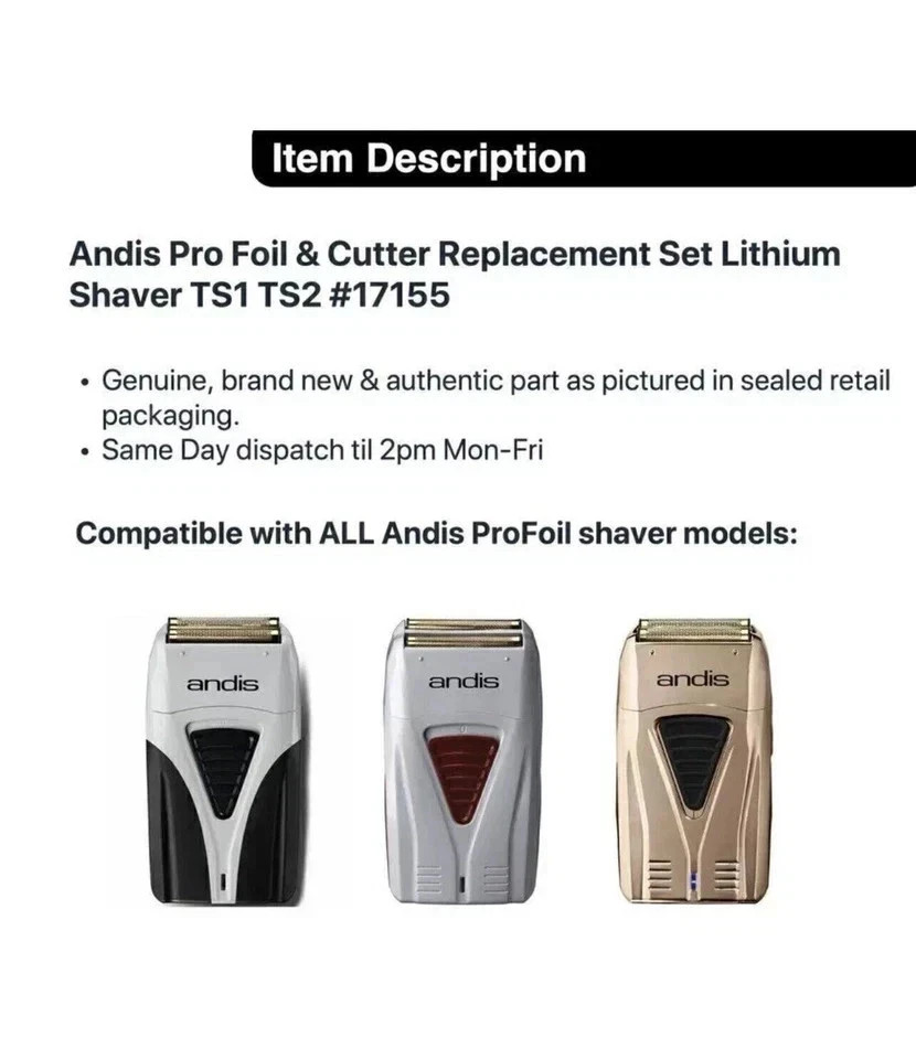 Andis Pro Shaver Replacement Foil and Cutter #17155 For #17150 and 17200 Shaver