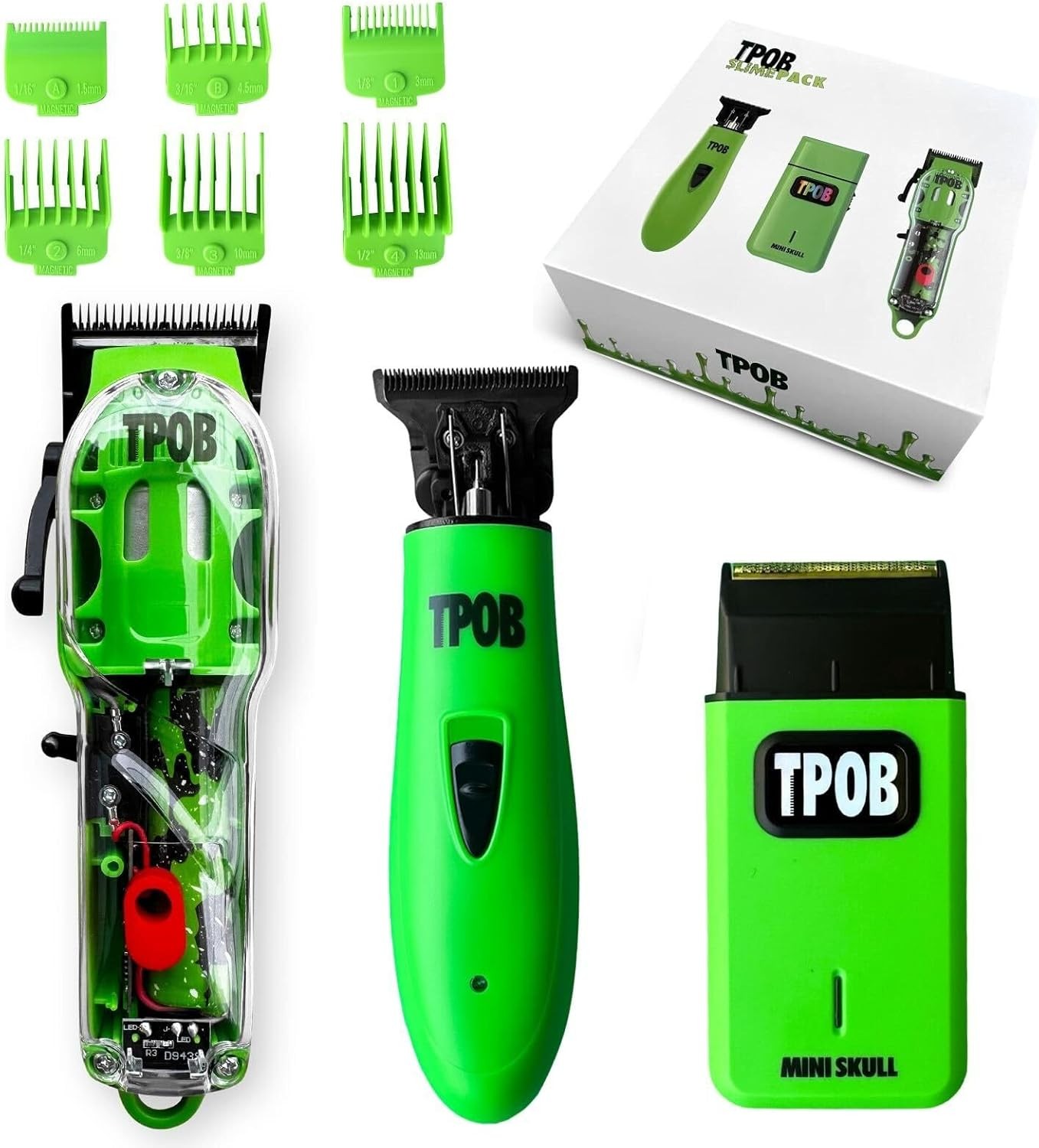 Slime 2 Barber Hair Clippers Trimmer Shaver Set for Men with Matte Green Case