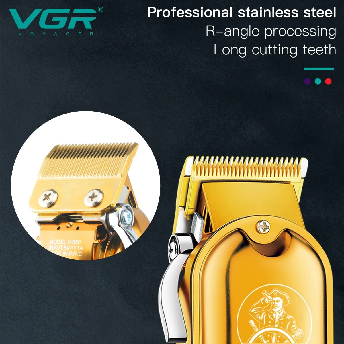 VGR Model 1 Gold Professional Beard and Hair Trimmer Clipper / FREE SHIPPING