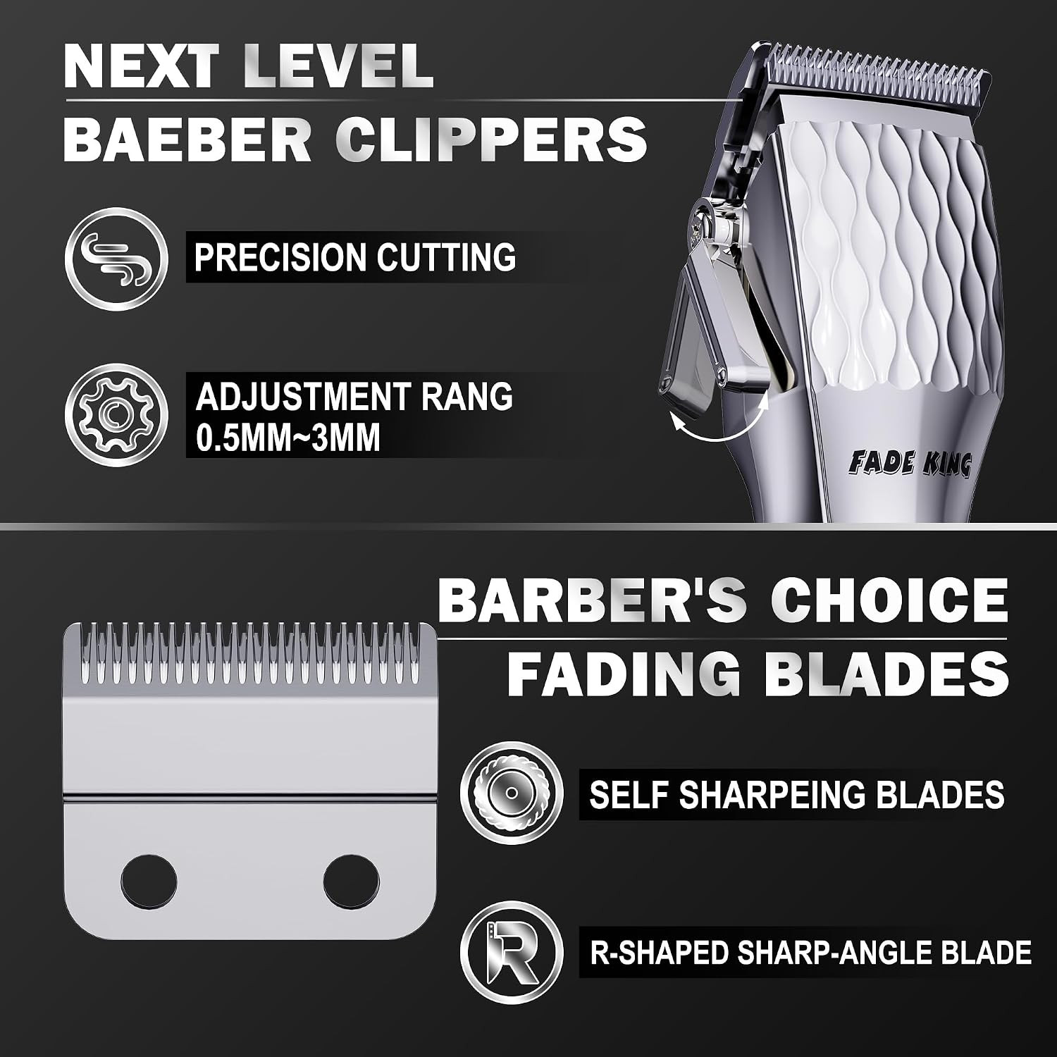 Professional Hair Clippers for Men, Cordless Barber Clippers with LED Display, R