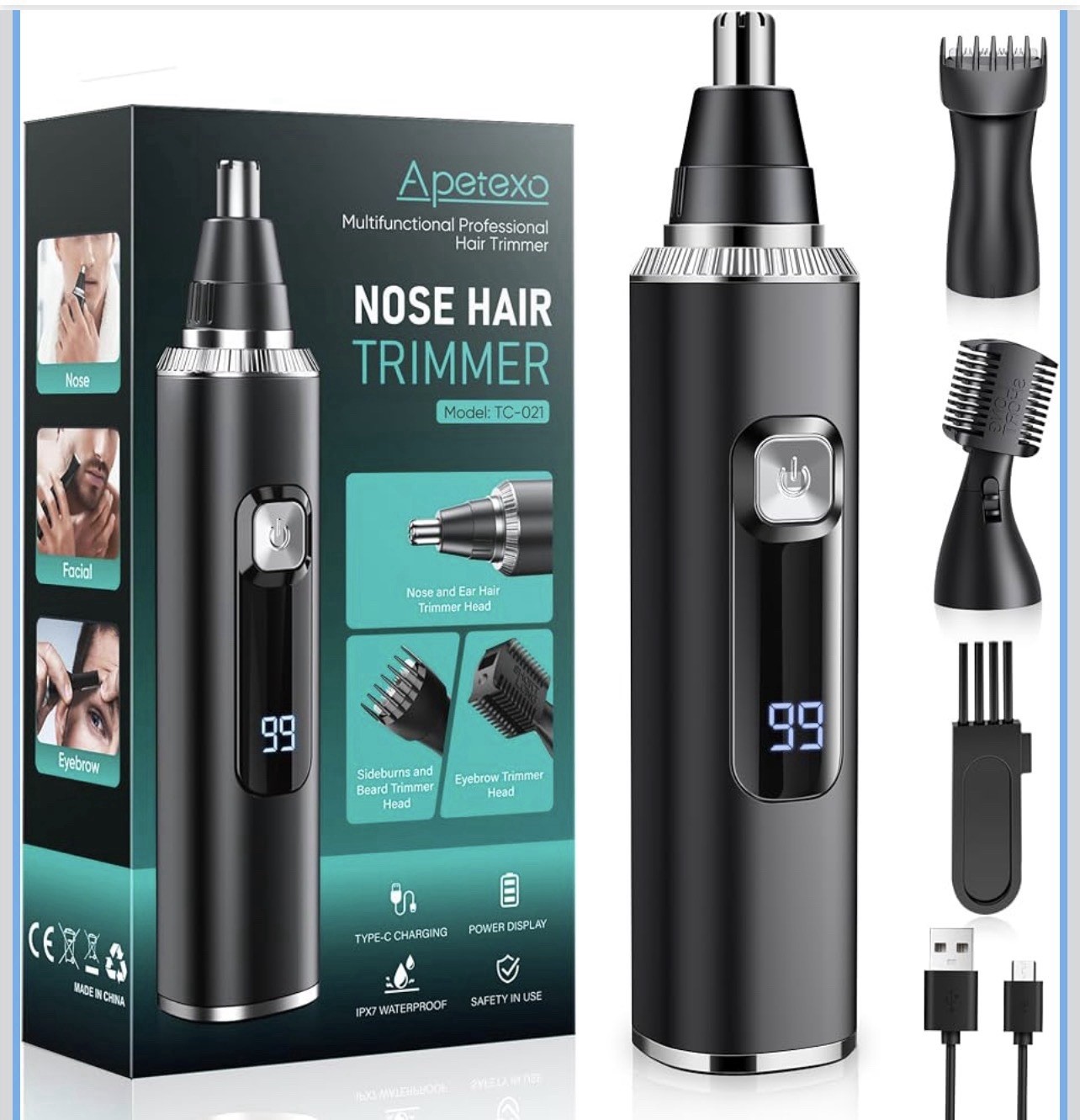 Nose Hair Trimmer for Men and Women, Type-C Rechargeable Precision Groomer with