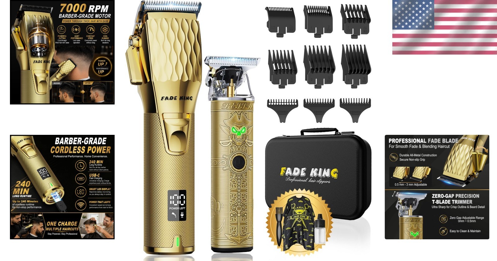 High-Speed Motor Fade Clippers & T-Blade Trimmer