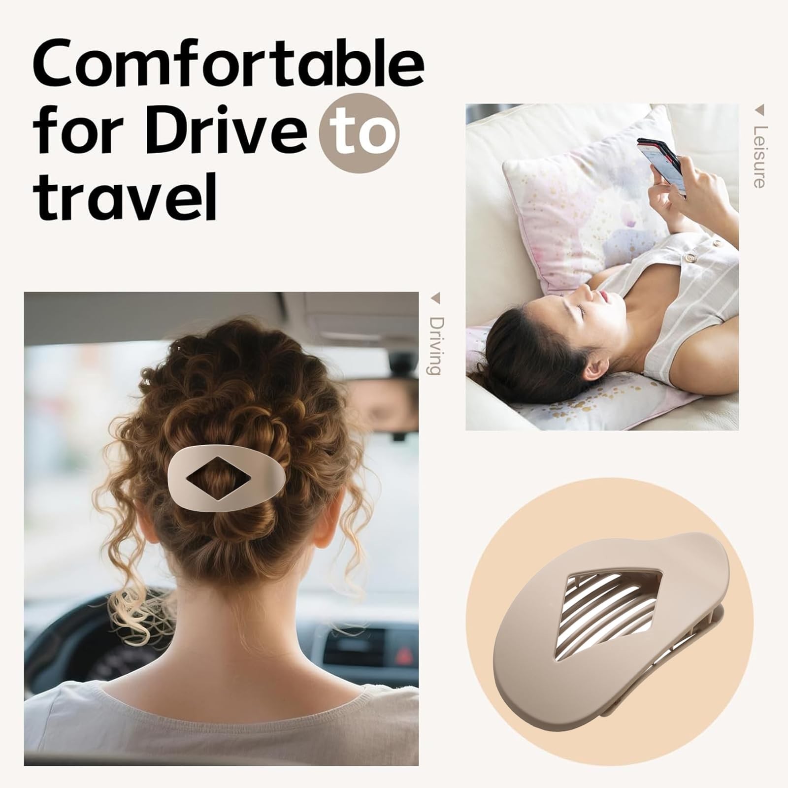 5 PCS Flat Hair Clips, No Crease Claw 1 Count (Pack of 5), Neutral Matte