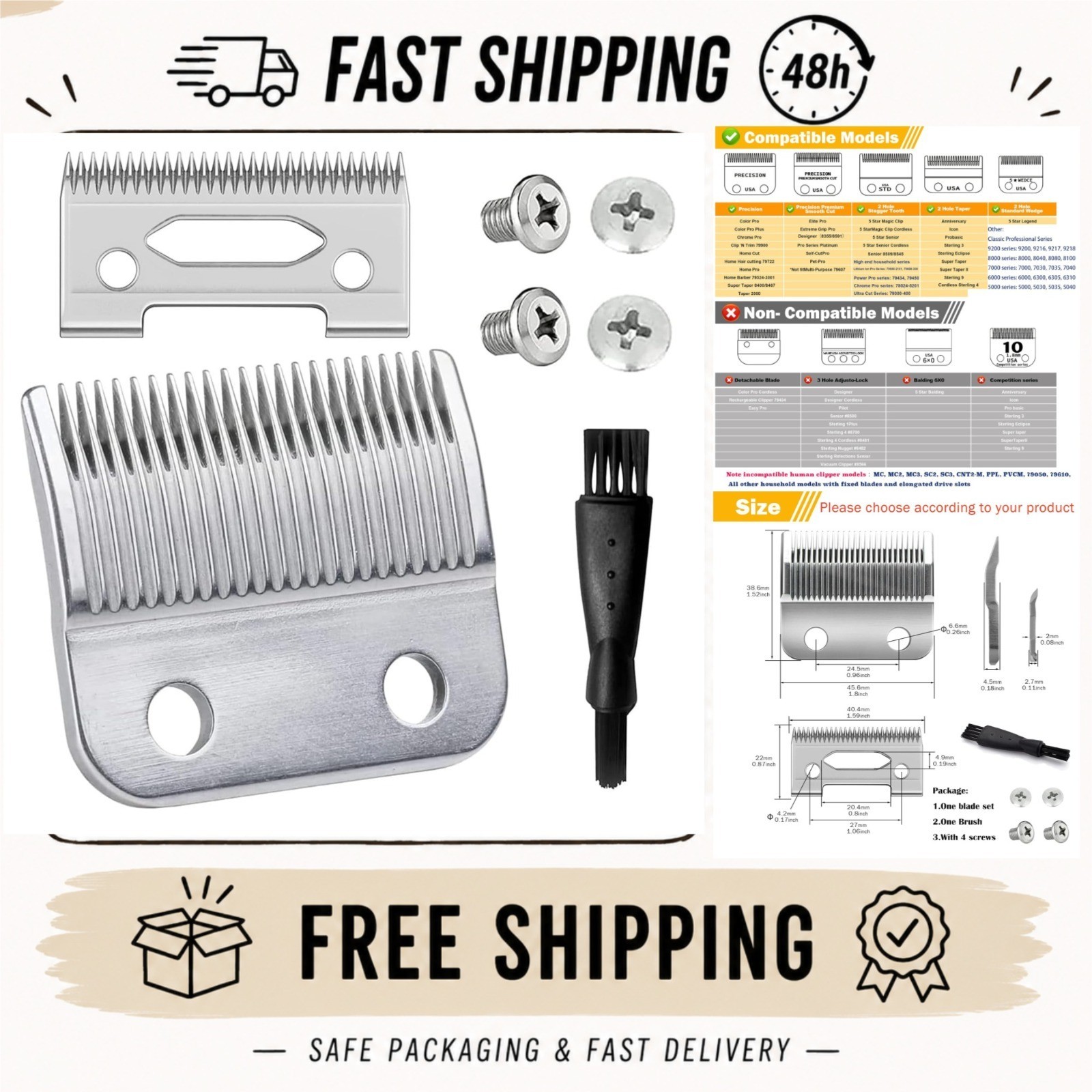 Wahl Clipper Replacement Blades 2 Holes | Compatible with Wahl Models