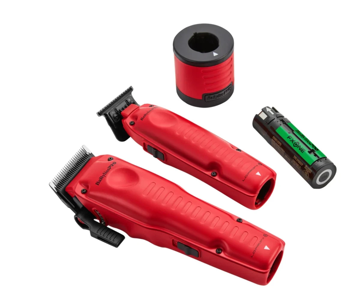 BaByliss Pro FXONE LO-PRO RED Clipper, Trimmer + Boost Battery & Charging Base