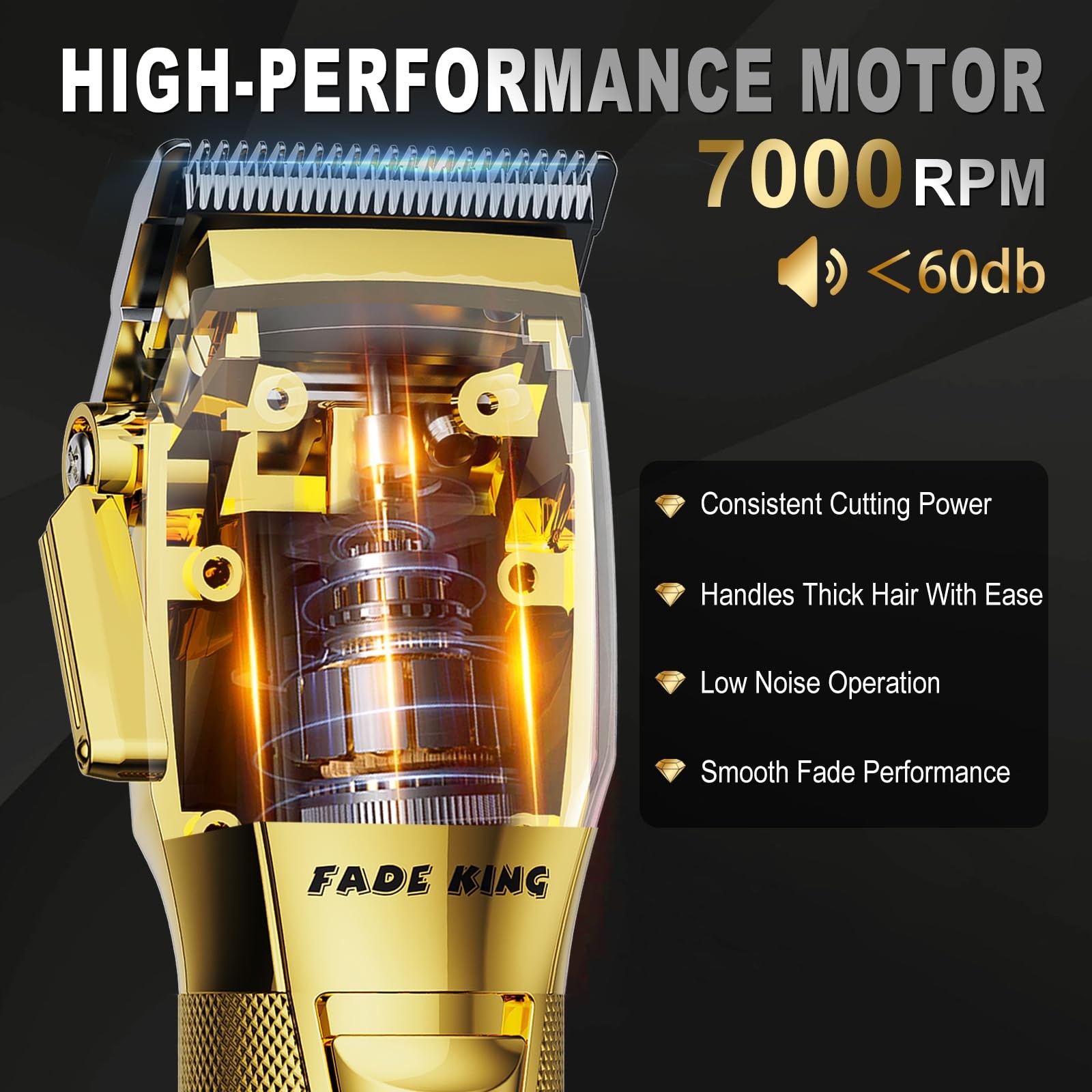 FADEKING® Professional Hair Clippers for Men – Cordless Barber Gold+bronze