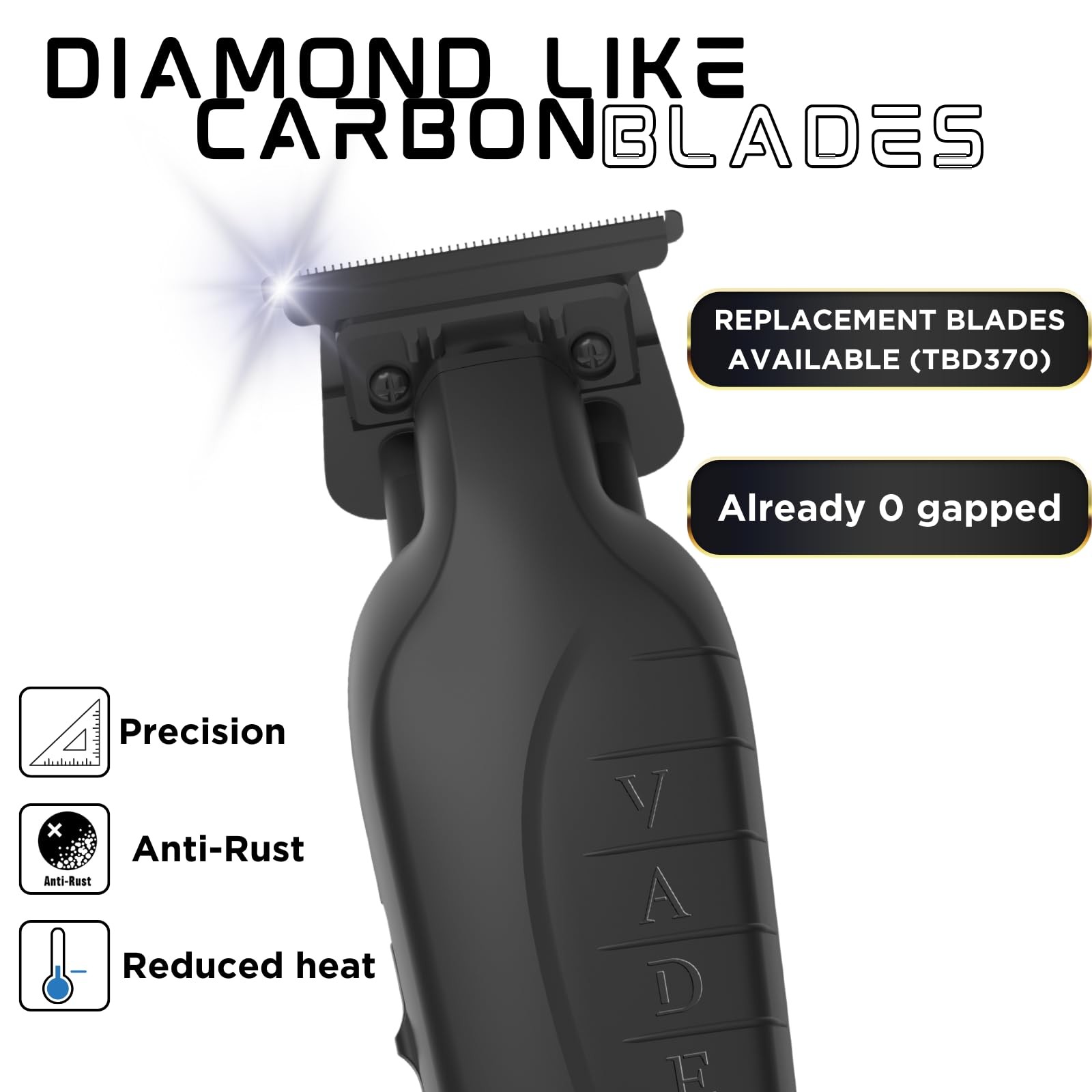 Pro Grade Cordless Black Hair Trimmer With Dlc T Blade And 210 Min Runtime