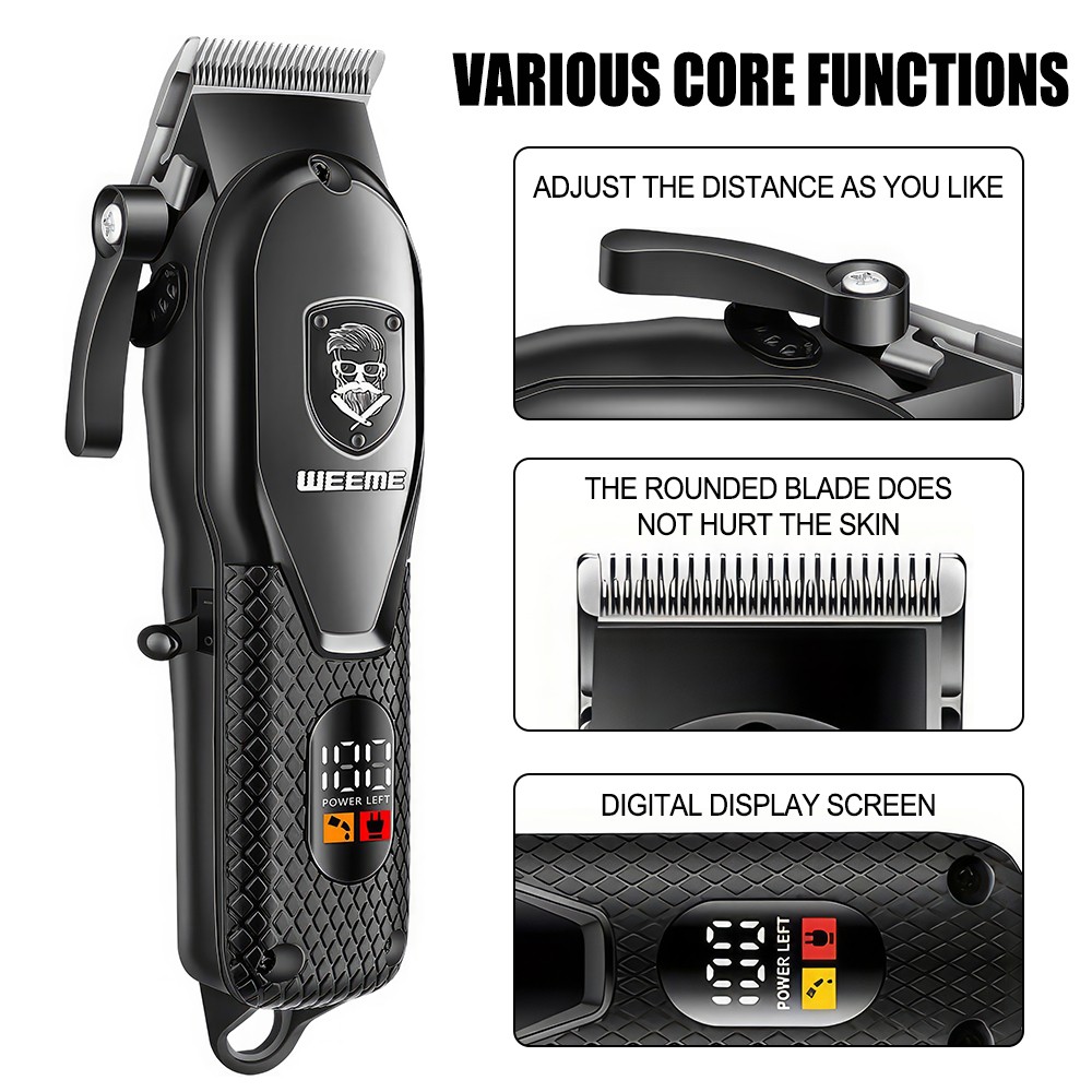 WEEME Professional Cordless Hair Clipper Trimmer Set Men Electric Shaver Razor