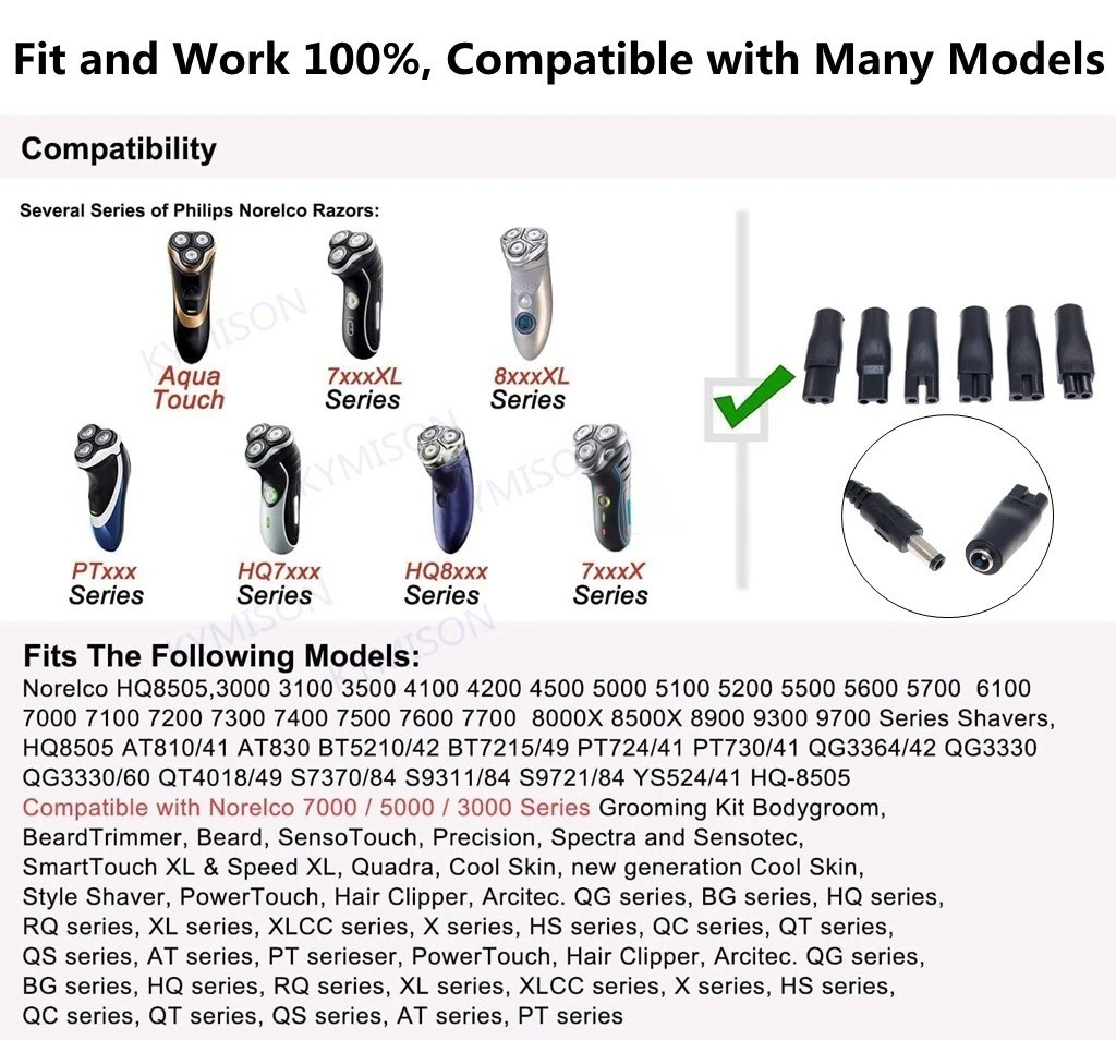 8Pcs 5V USB Replacement Power Cable Adapter for Hair Clipper Beard Trimmer