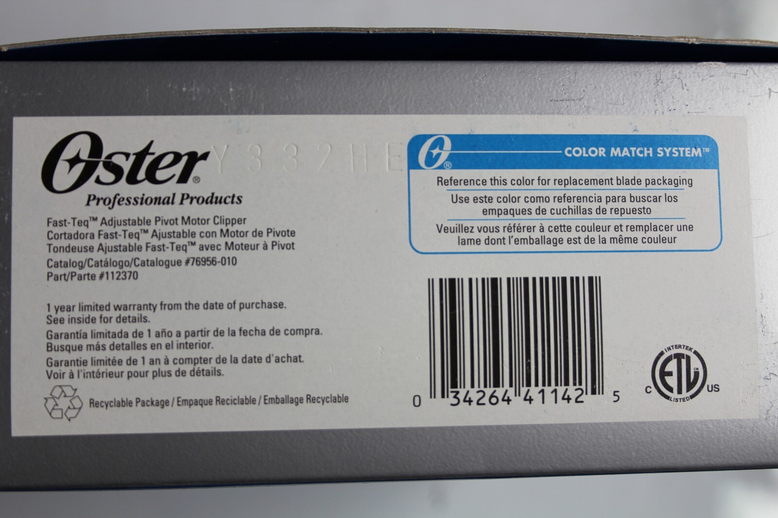 OSTER Q2 FAST-TEQ ADJUSTABLE PIVOT MOTOR CLIPPER 76956-010 INCLUDES 76913-506