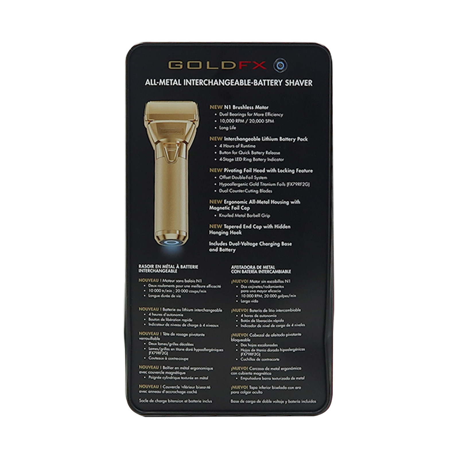 BaByliss Pro FXONE GOLDFX All-Metal Interchangeable-Battery Shaver Gold #FX79FSG
