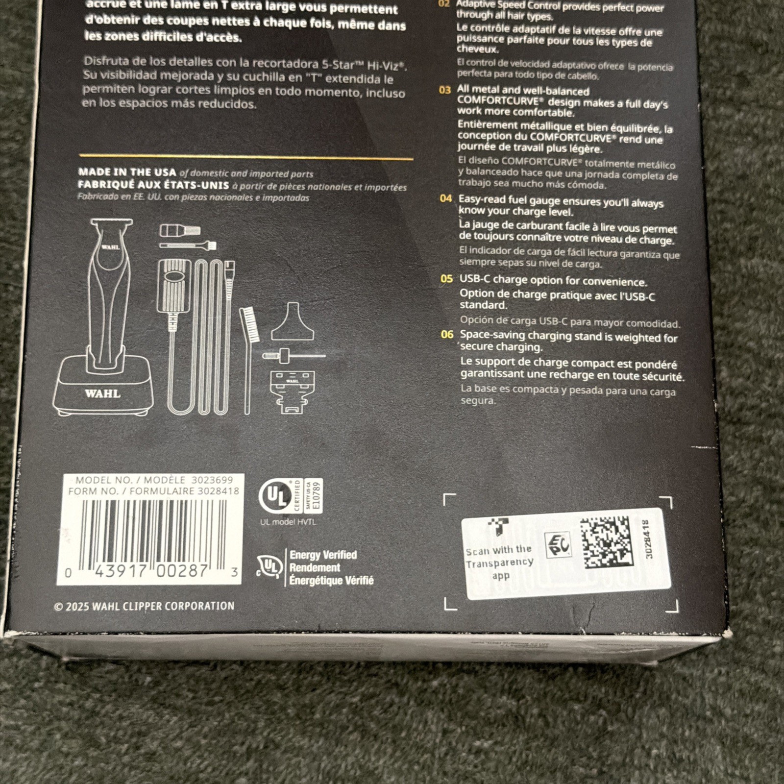 Wahl Hi-Viz Trimmer, DLC-Coated Wide T-Blade, Adaptive Speed Control Cordless