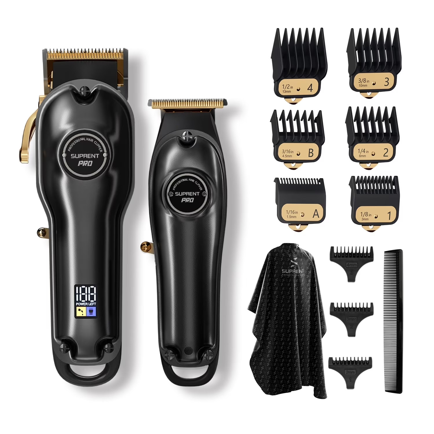 Professional Cordless Hair Clippers and Zero Gap T-Blade Trimmer Combo for Men