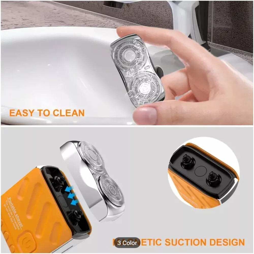 Men Mini Rotating Double Head Travel Shaver USB-C Charging Portable Shaver-R18