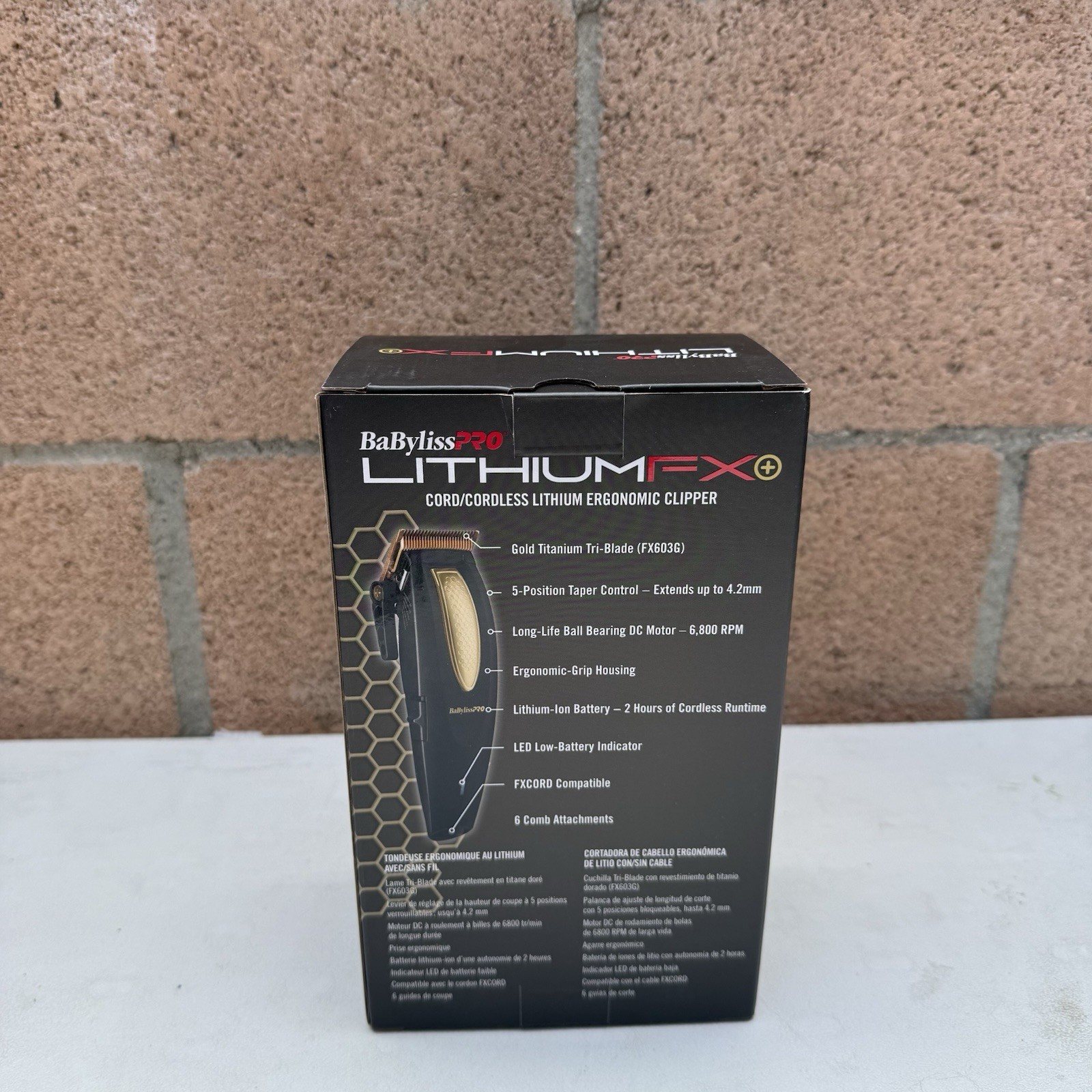 BaBylissPRO LithiumFX+ Cord/Cordless Ergonomic Clipper Gold FX673NS