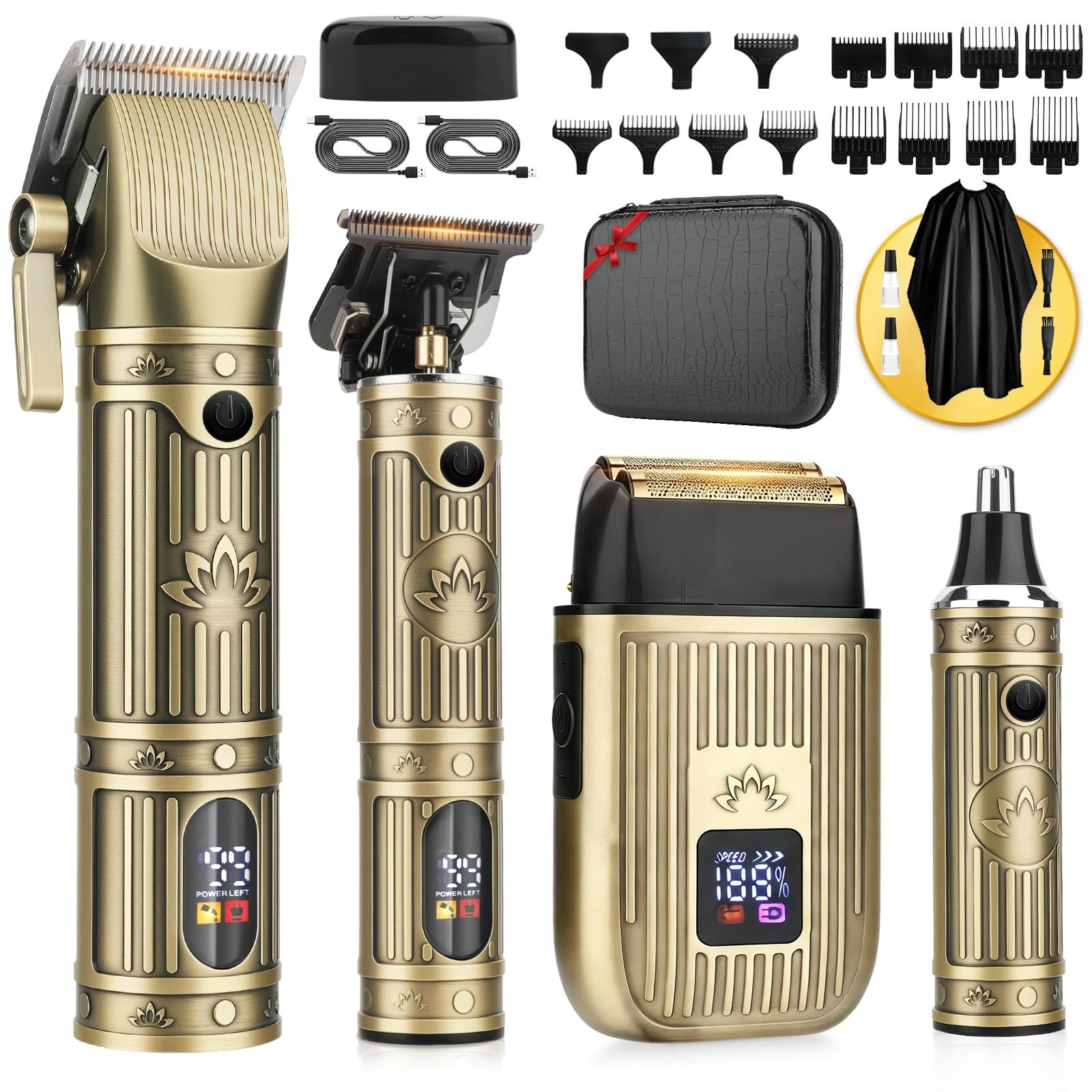 Bomxin Hair Clippers 4 in 1 Beard Trimmer Foil Shaver Barber Kit for Men