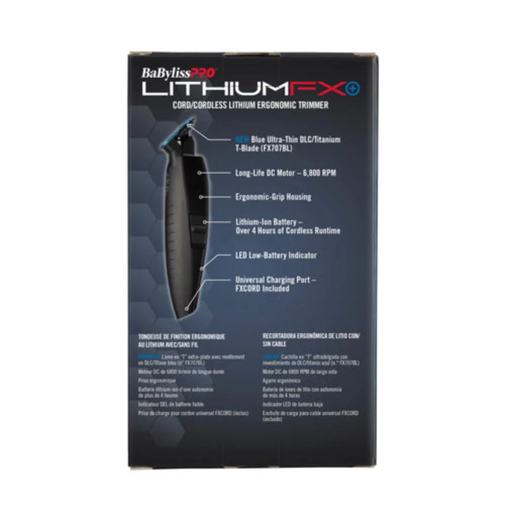 BaBylissPRO LITHIUMFX+ Matte Black Cord/Cordless Ergonomic Trimmer | FX773NMB