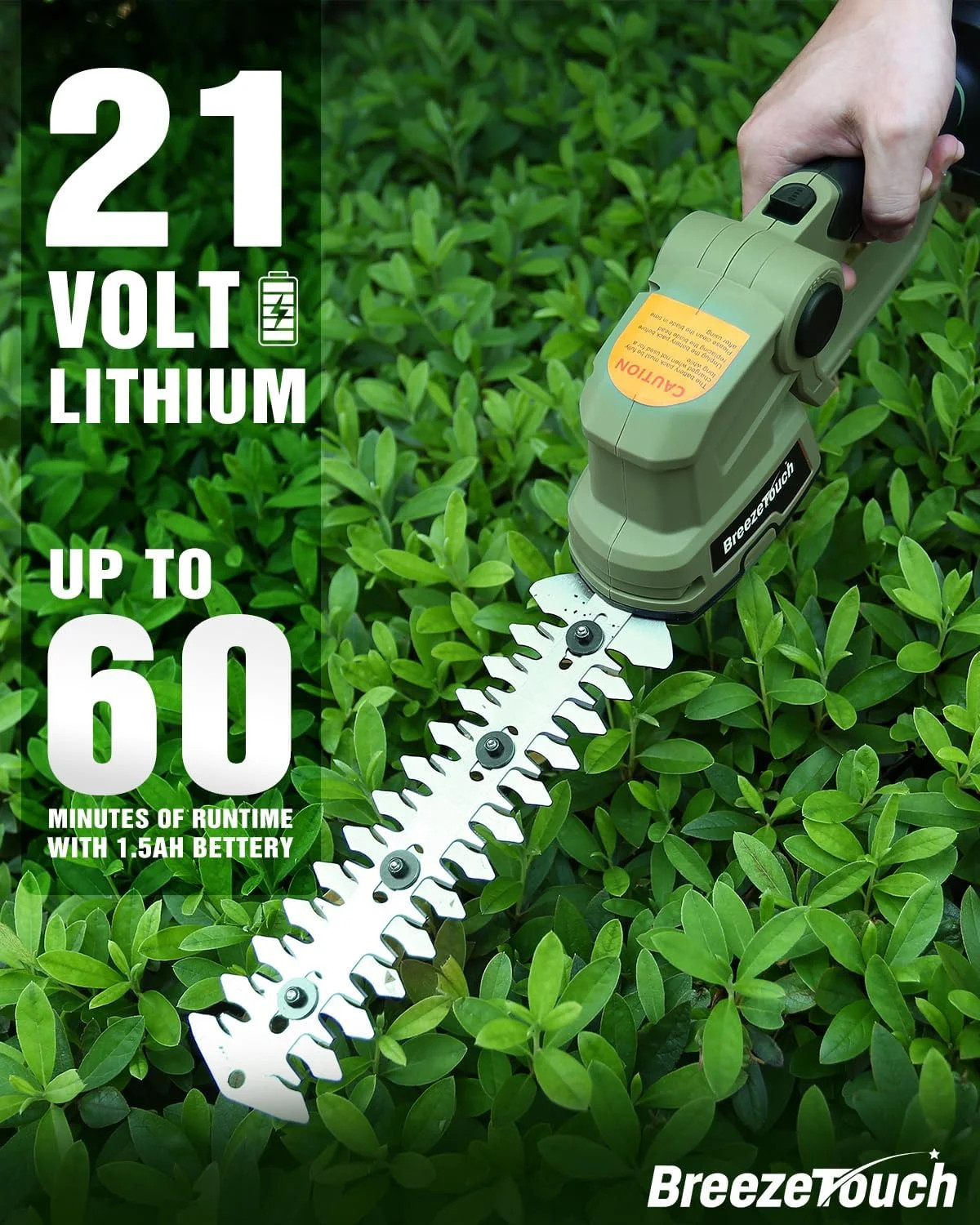 21V Mini Cordless Hedge Trimmer with Battery, Charger and 4.5″/8.5″ Blades | 2-i