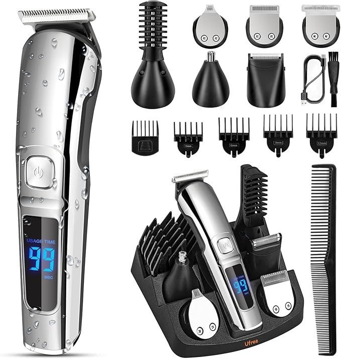 Ufree Beard Trimmer for Men, Waterproof Electric Razor for Nose, Body, Face