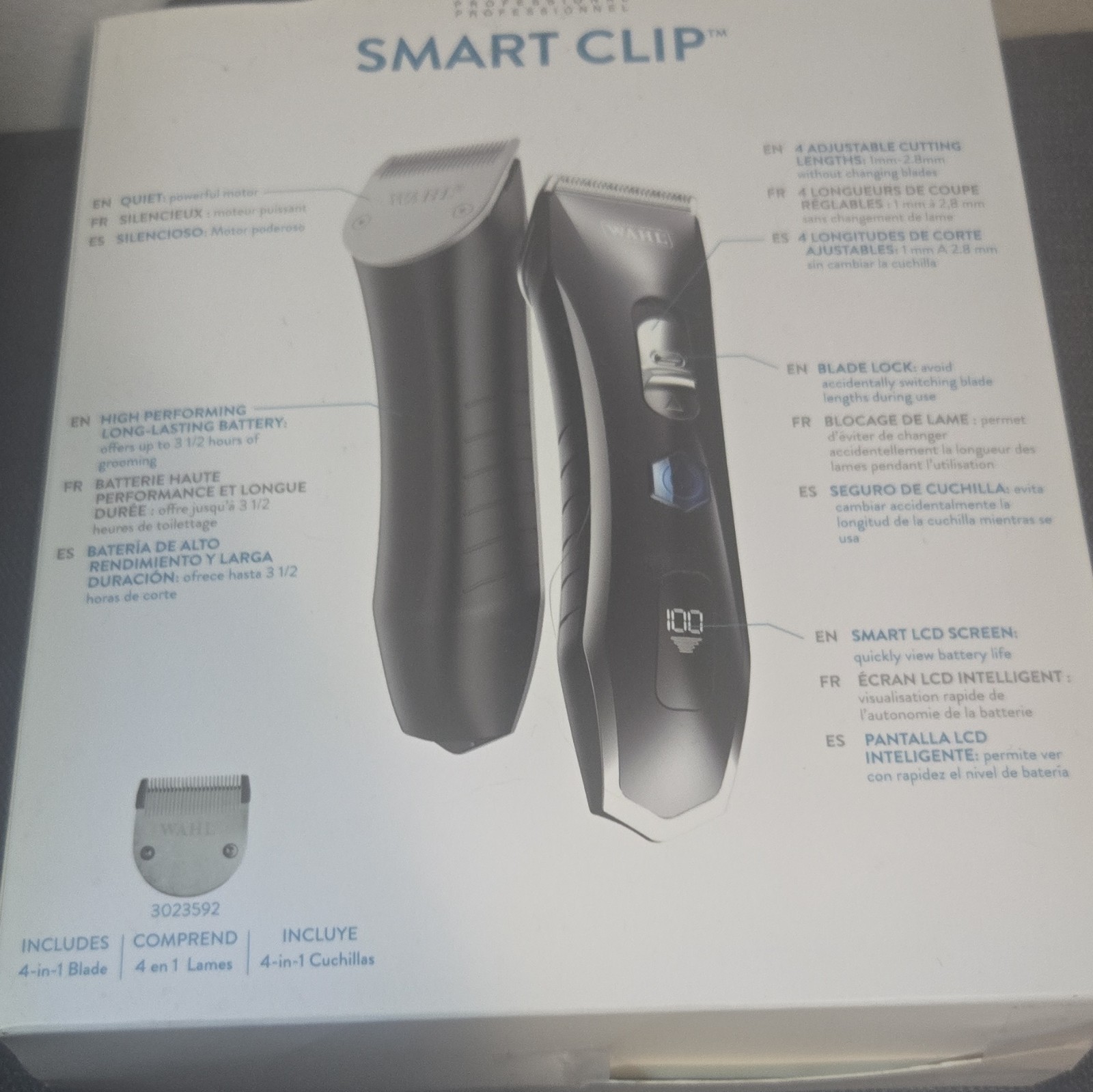 Wahl Smart Clip Corded/Cordless Rechargeable Clipper LCD 1-2.8mm Black