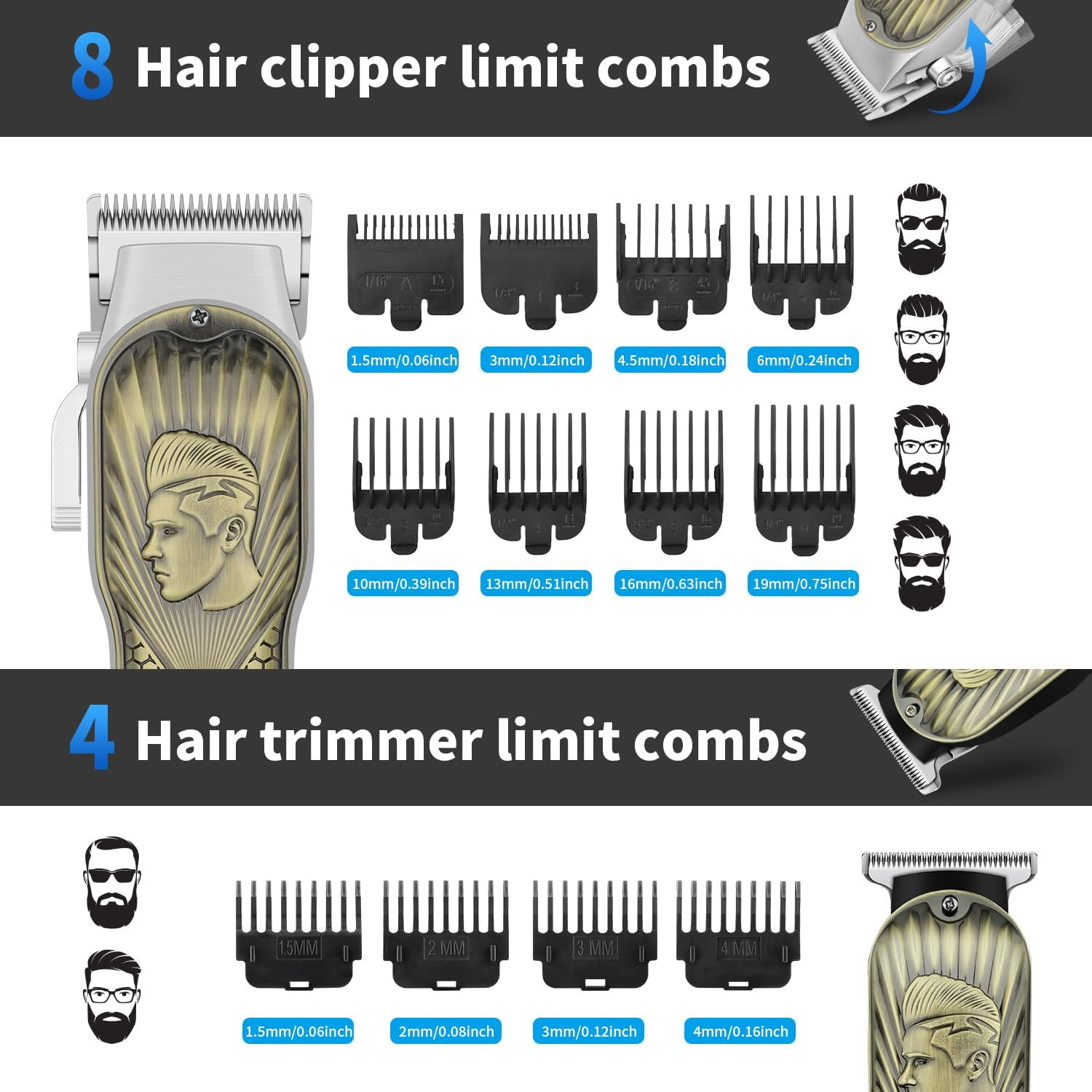 Professional Hair Clippers for Men, Cordless Hair Clipper for Barber Clippers an