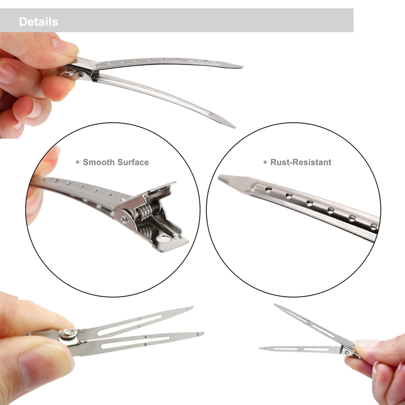 40pcs Metal Duck Billed Hair Clips for Styling 1 Count (Pack of 40), Silver