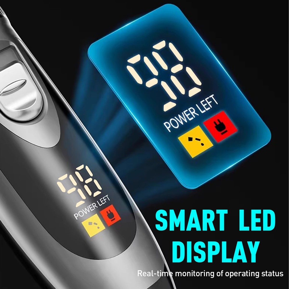 Professional Home Electric Hair Clipper Set w/Digital Display, USB Fast Charging