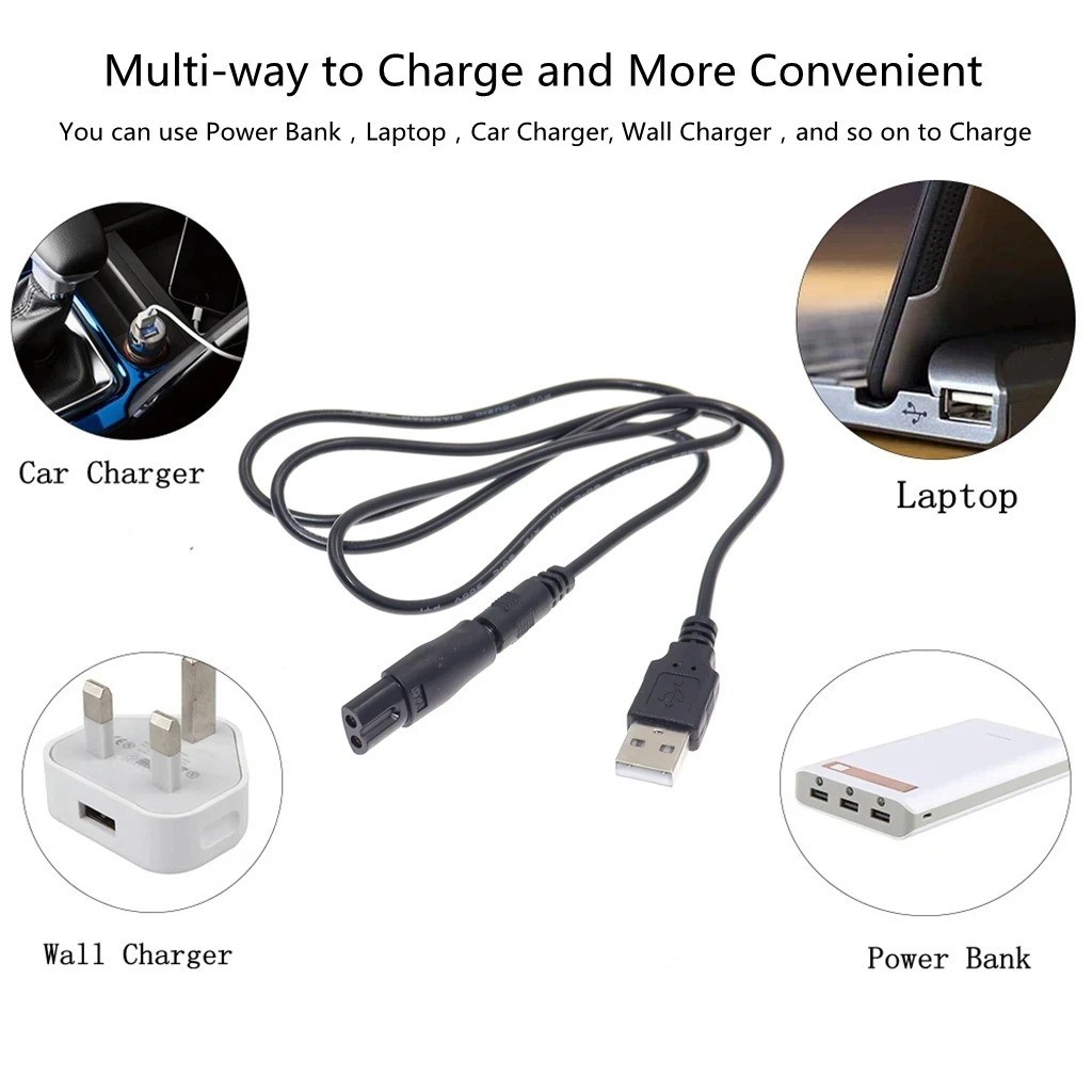 8Pcs 5V USB Replacement Power Cable Adapter for Hair Clipper Beard Trimmer