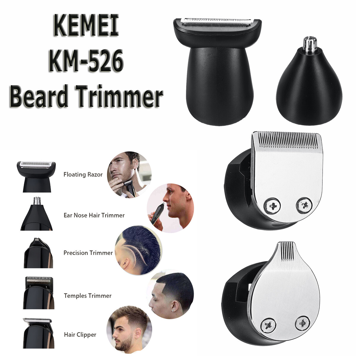 KEMEI 8 IN 1 Cordless Beard Trimmer For Men Hair Clippers Trimmer KM-52