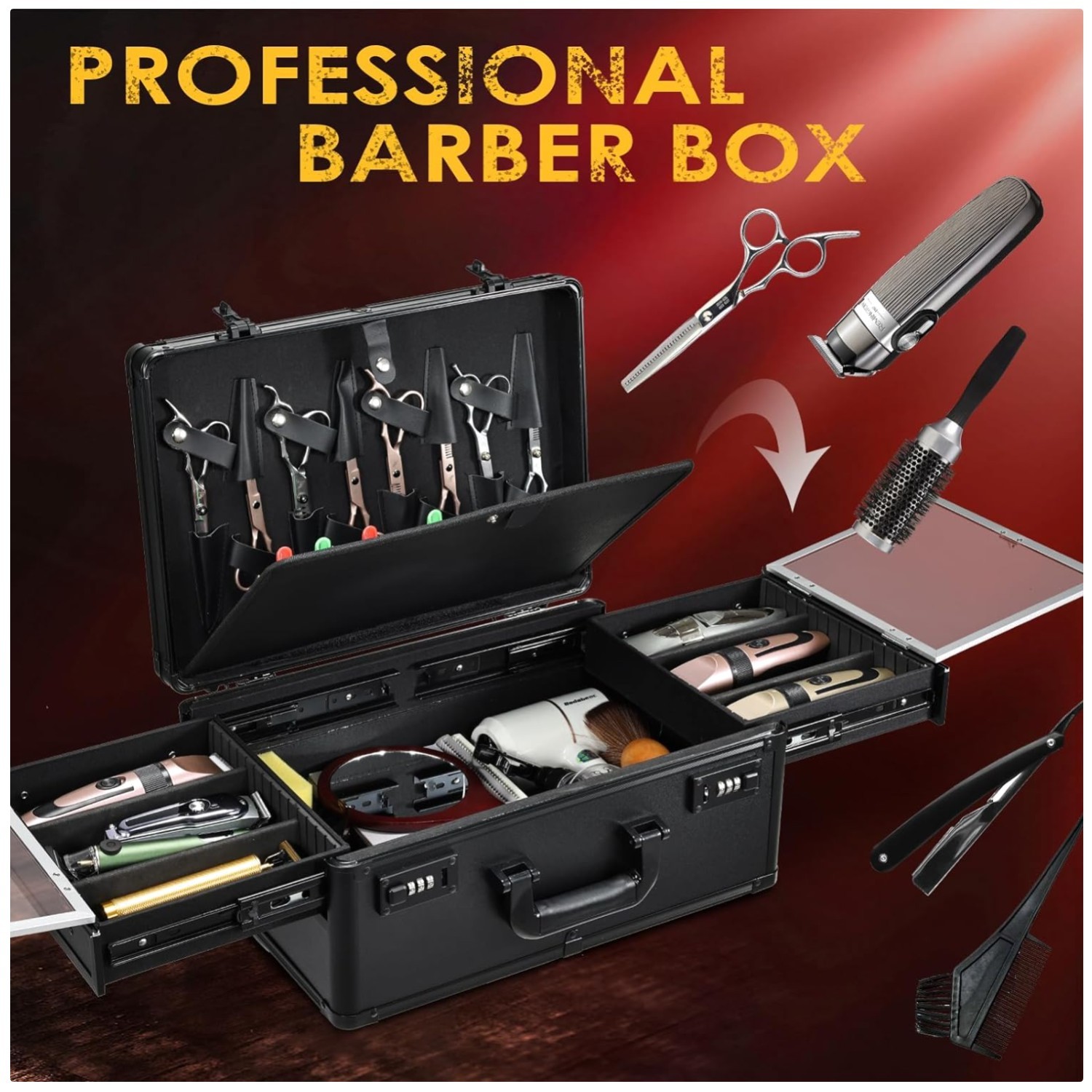 Profesional Barber Briefcase Organizer`/