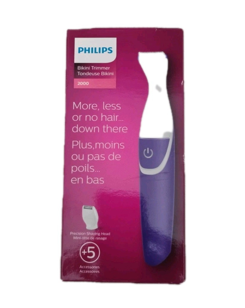 Philips Bikini Trimmer 2000 W/ 5 Accessories Precision Shaving Head Damaged Box