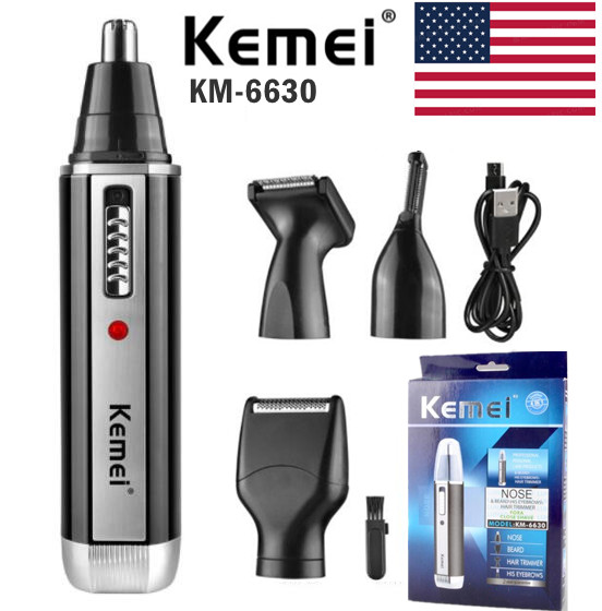 4in1 Electric Beard Nose Hair Timmer Cordless Clippers Shaver Set KM-6630 US