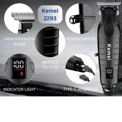 ✅ Mens Hair Trimmer 0mm Zero Gap Cordless Electric Detailer Barber Kemei 2293