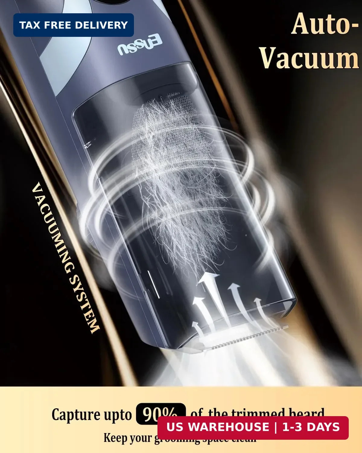 Vaccum Beard Trimmer for Men USB-C Rechargeable,Beard Trimmers with 2 Comb | Ele