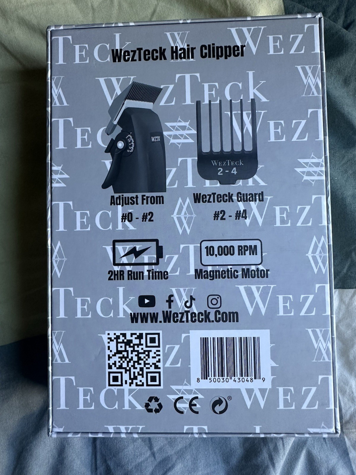 WezTecK Hair Clipper Opens from a 0-2 White