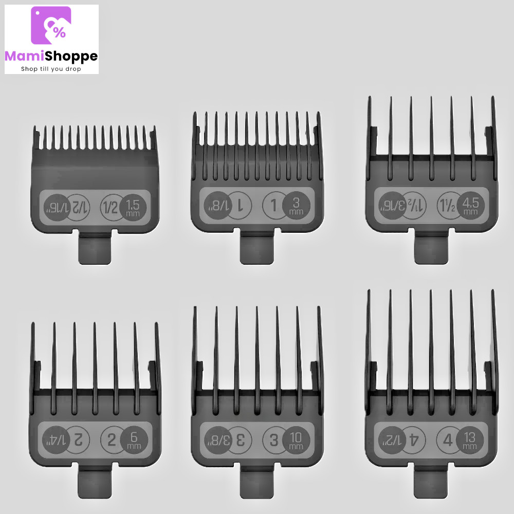 JRL Premium Clipper Guards Set – 6 Guide Combs (1.5mm to 13mm) for Hair Clippers