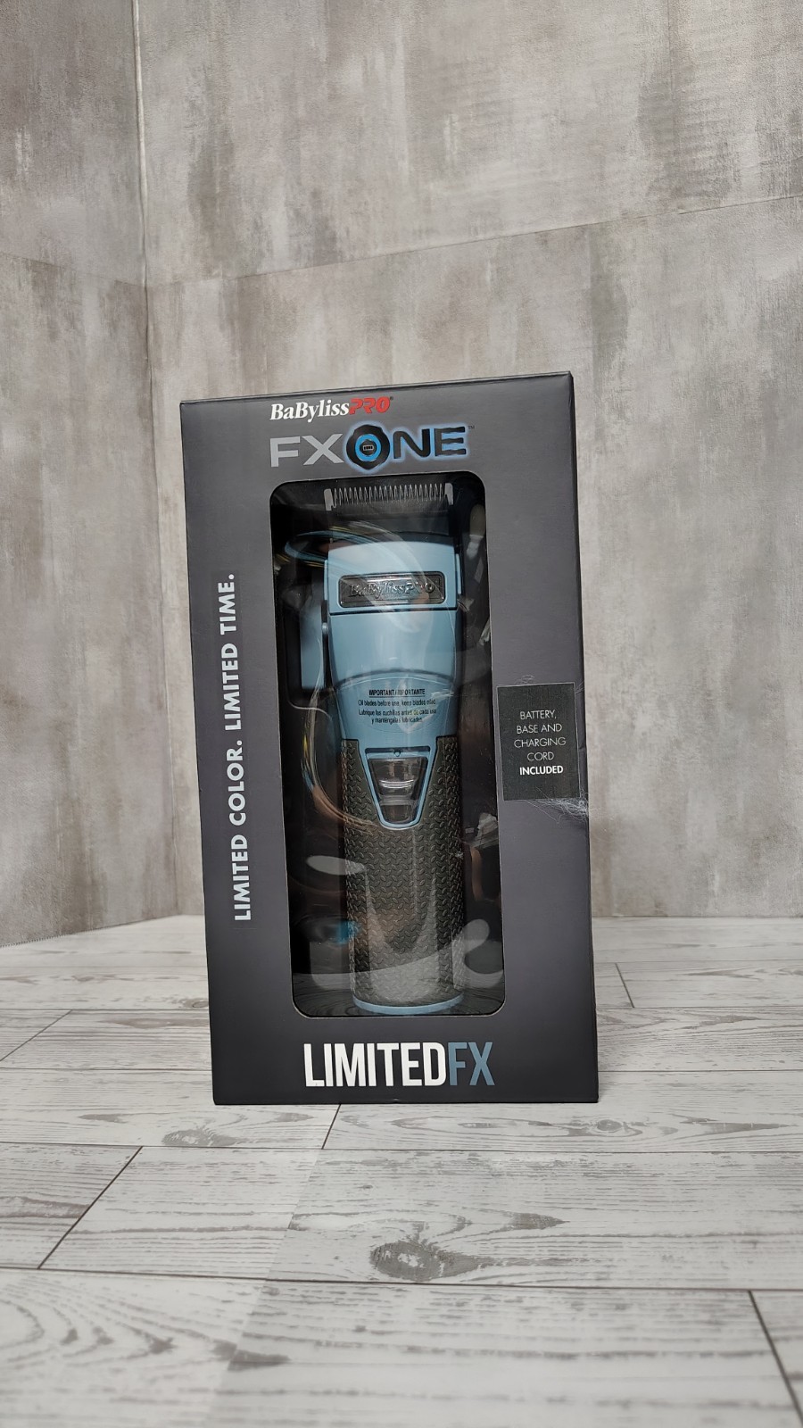 BaBylissPRO FXONE FX8022B Cordless Hair Clipper Kit Blue/Gray Square Blade