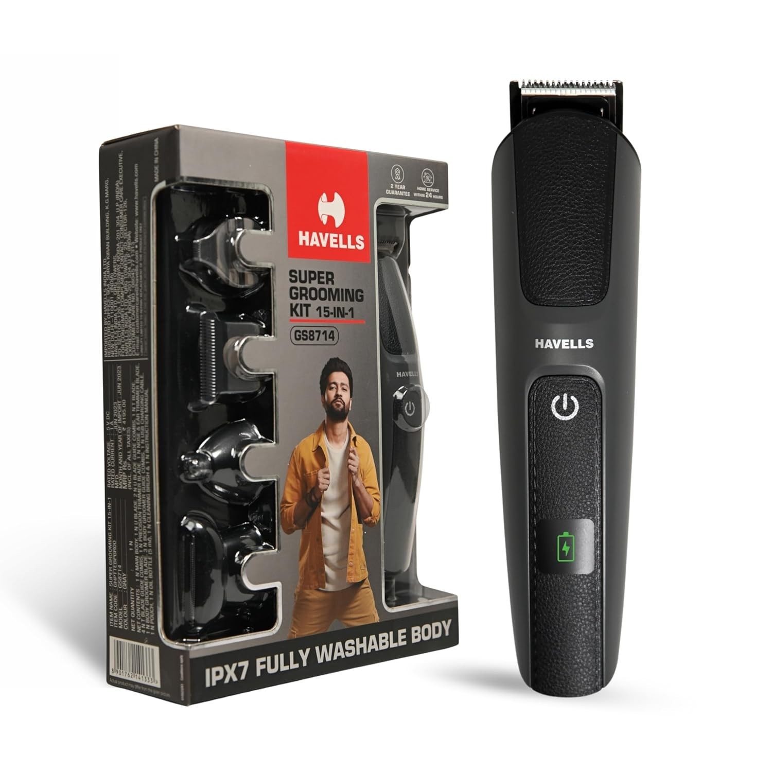 Havells 15-in-1 Grooming Kit, IPX7 Washable, 120-Min Runtime, Fast Charge
