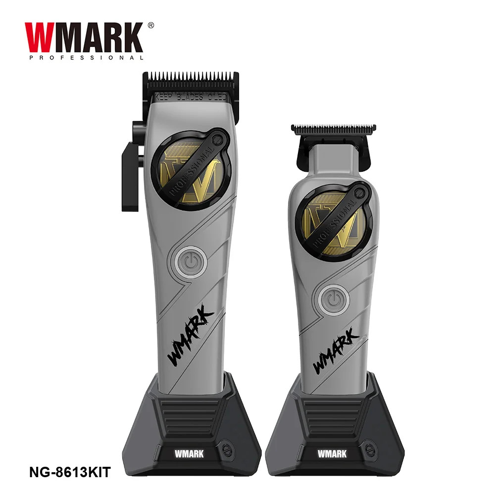 WMARK NG-8613 Pro Hair Clipper — High-Speed DLC Blade Trimmer w/ Charge Stand