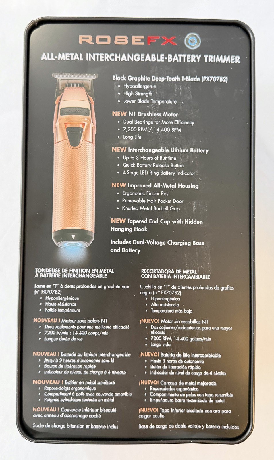 BaBylissPRO FXONE ROSEFX All Metal Trimmer w/ Battery & Charger #FX799RG