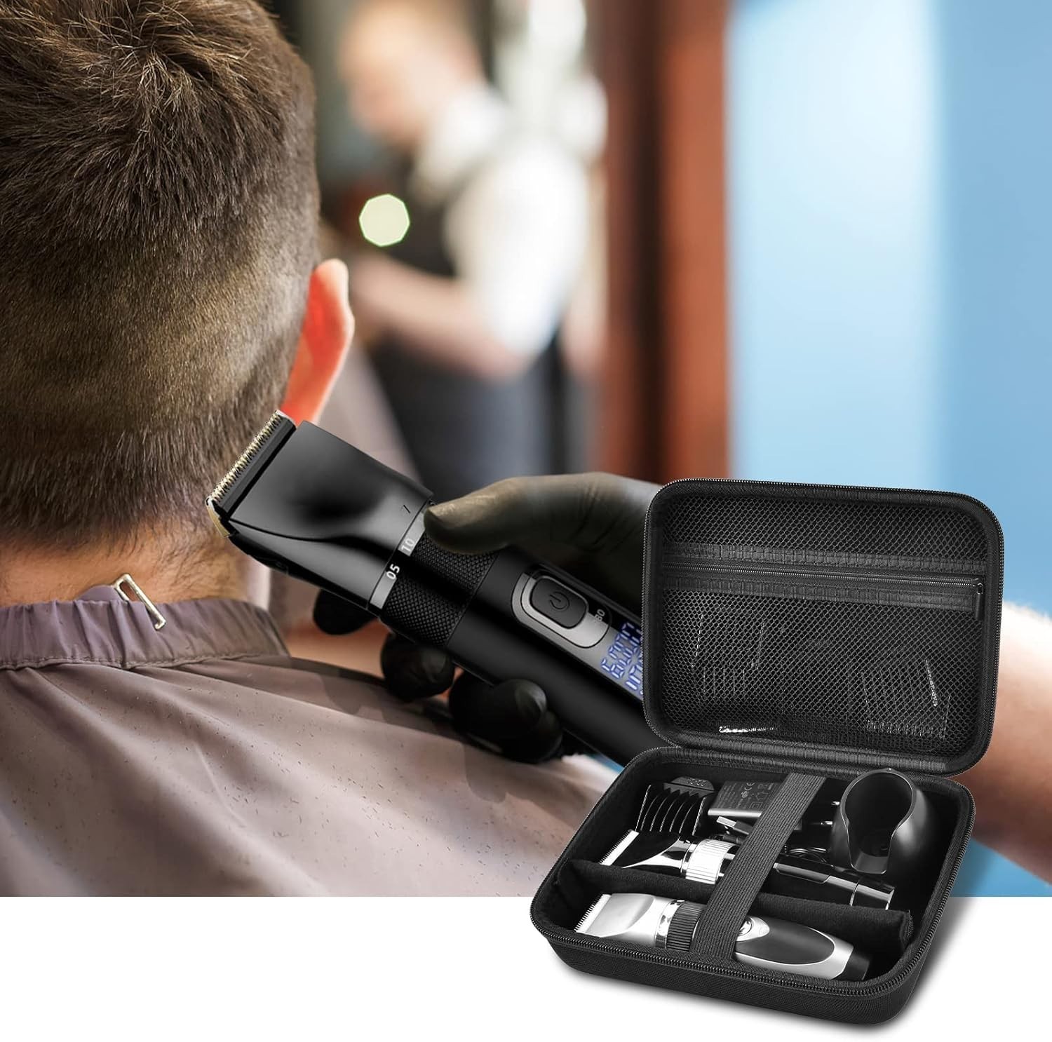 Large Storage Case for Hair Clippers and Beard Trimmers with Shoulder Strap