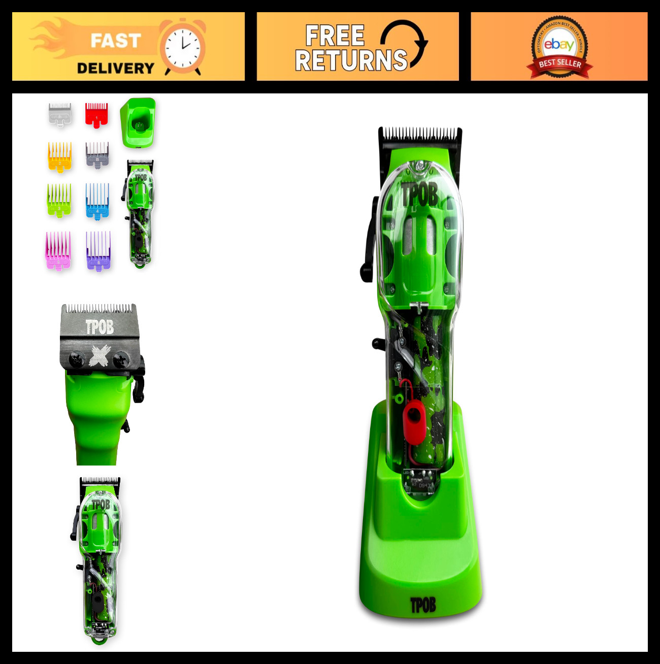 High-Speed Hair Clippers for Men – 6800 RPM, Matte Green Case, X Fade Blade