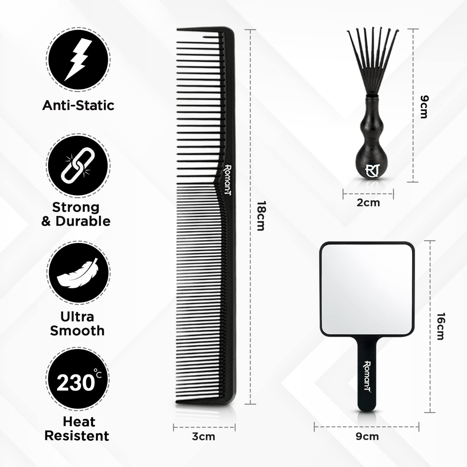 8-in-1 360 Wave Grooming Kit for Men – 3 Wave Brushes, Satin Durags, Mirror & Co