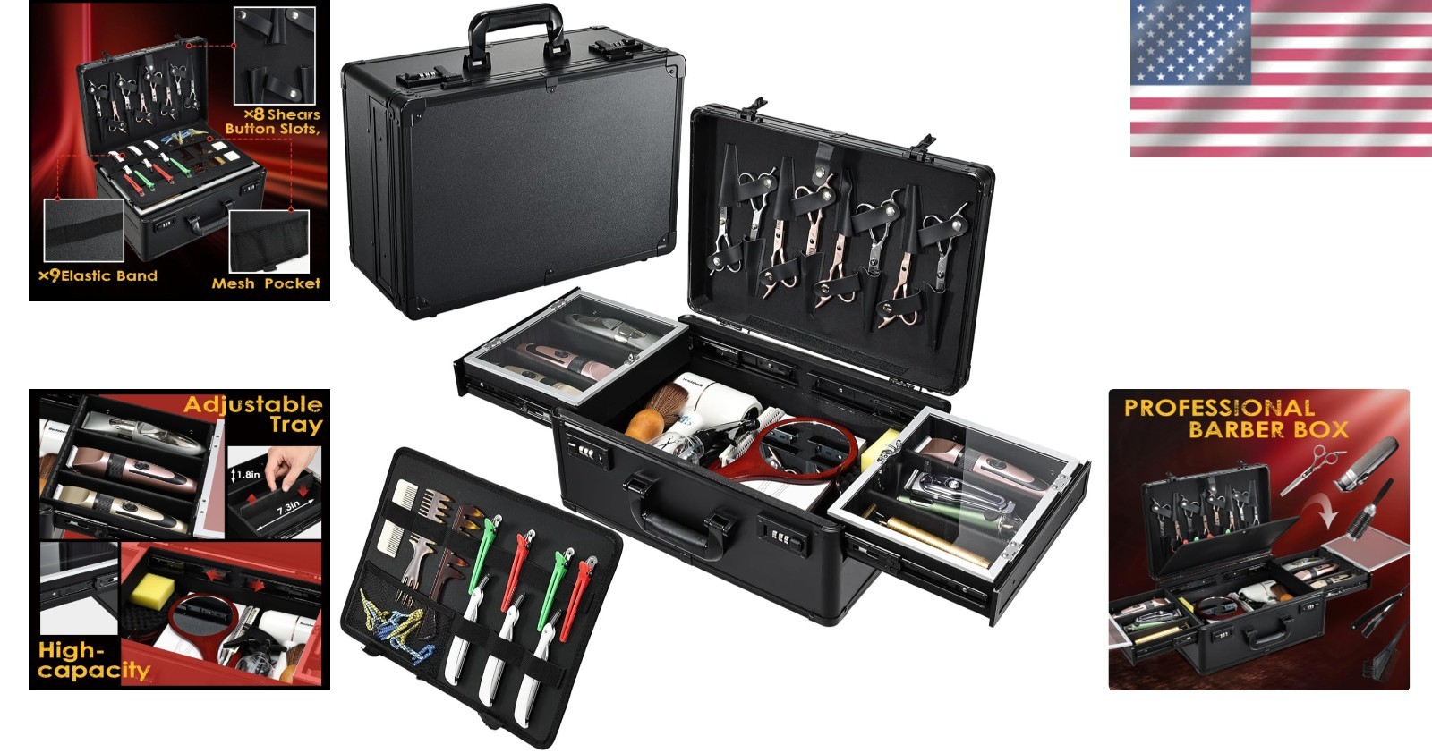 Profesional Barber Briefcase Organizer`/