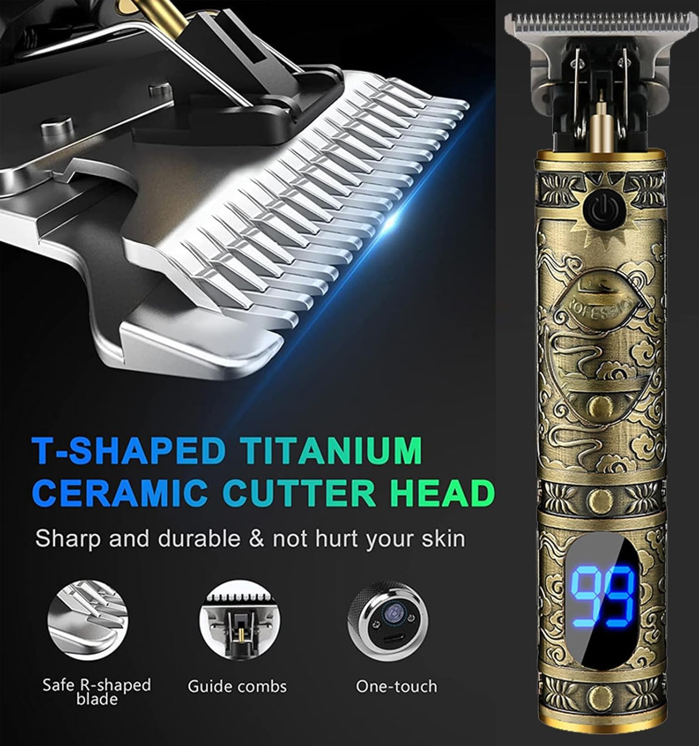 Beard Trimmer for Men Cordless Hair Clippers with LCD Display Professional Goomi