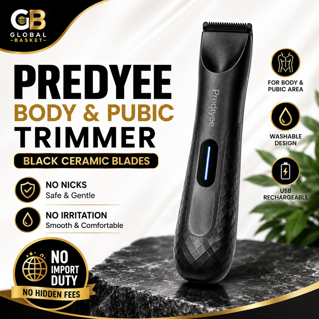 Electric Groin Hair Trimmer for Men,Body Groomer & Pubic Waterproof Hair Trimmer
