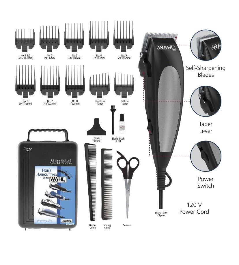 Wahl HomeCut Professional Complete Hair Cutting Clipper Kit Trimmer, Men/Women