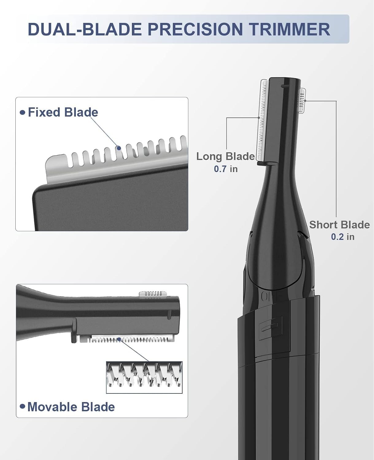 Portable Battery-Powered Eyebrow Razor with 30° Pivoting Head for All Hair Types