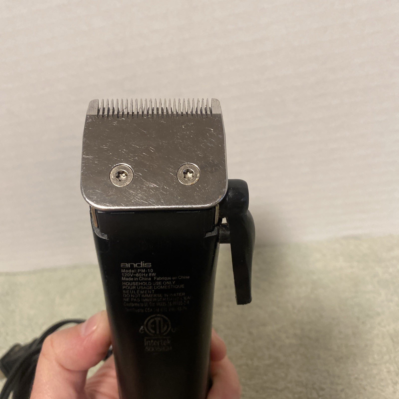 Andis Electric Clipper Hair Cutter Model PM-10 Silver Black Tested Working